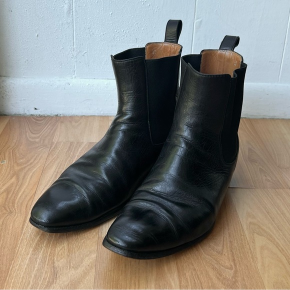 Gucci Authentic Black Leather Pull-On Chelsea Boot Size 10 Men’s Made in Italy - Picture 4 of 13